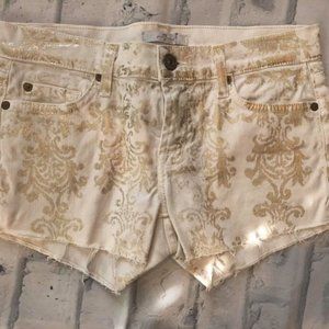 NWOT 7 for All Mankind Size 25 White/Gold Shorts